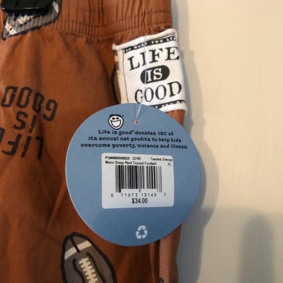 NWT LIFE IS GOOD FOOTBALL SLEEP/LOUNGE PANT XL - Picture 2 of 4